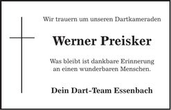 Traueranzeige Werner Preisker