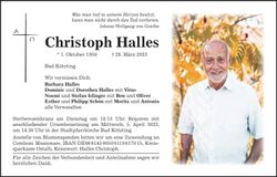 Traueranzeige Christoph Halles