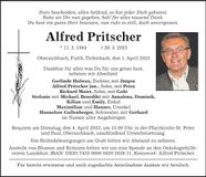 Traueranzeige Alfred Pritscher