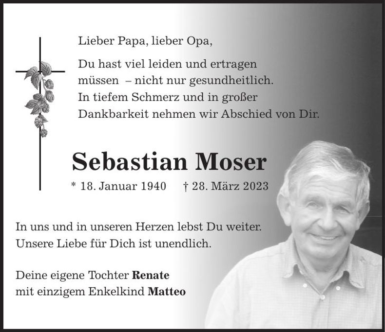 Traueranzeige Sebastian Moser