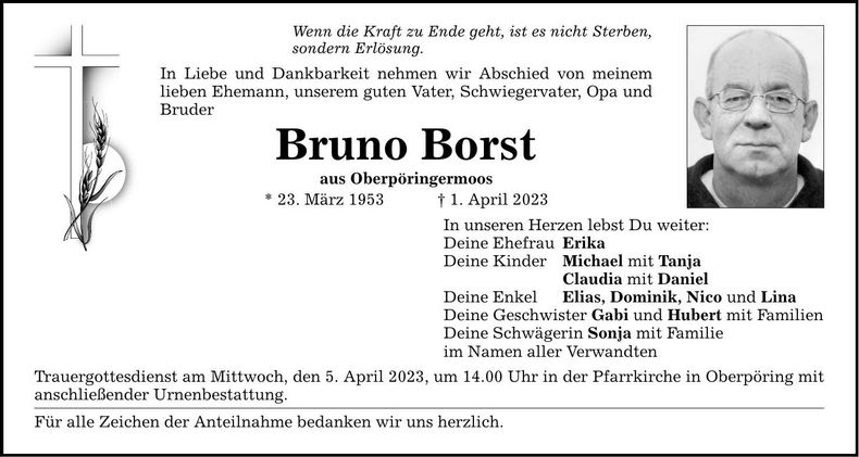 Traueranzeige Bruno Borst