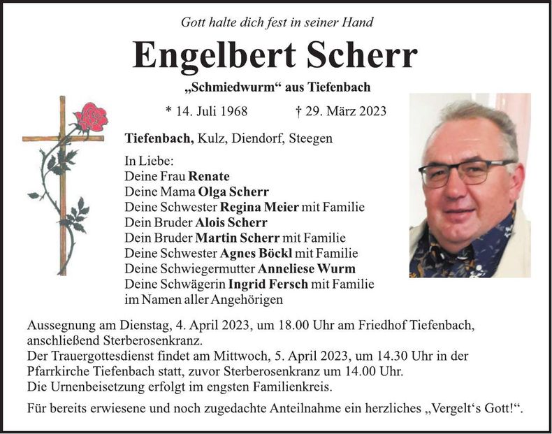 Traueranzeige Engelbert Scherr