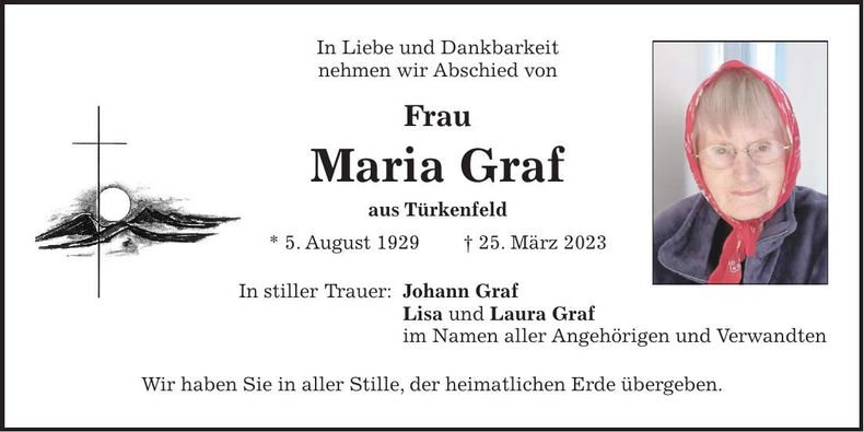 Traueranzeige Maria Graf