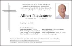 Traueranzeige Albert Niederauer
