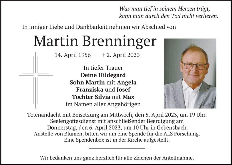 Traueranzeige Martin Brenninger