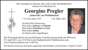 Traueranzeige Georgine Pregler