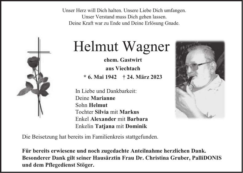 Traueranzeige Helmut Wagner