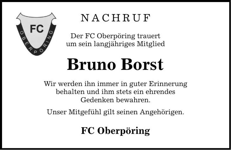 Traueranzeige Bruno Borst