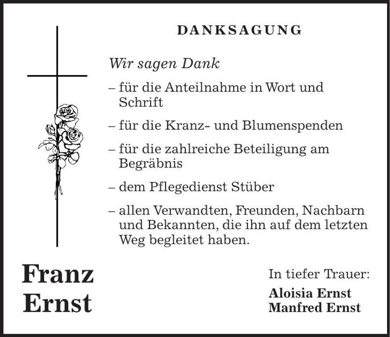 Traueranzeige Franz Ernst