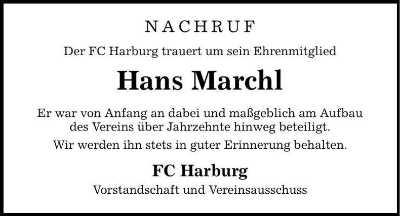 Traueranzeige Hans Marchl