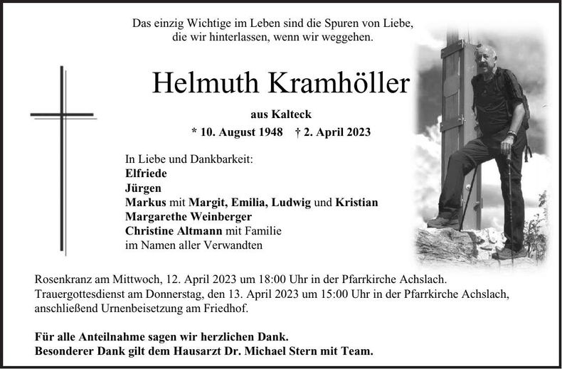 Traueranzeige Helmuth Kramhöller