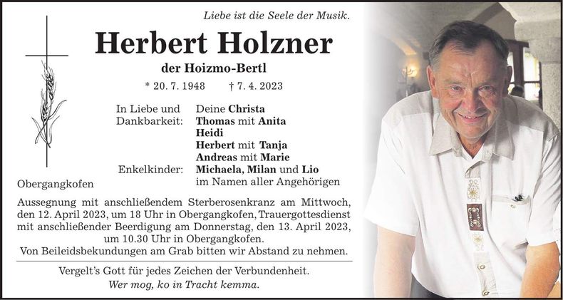 Traueranzeige Herbert Holzner