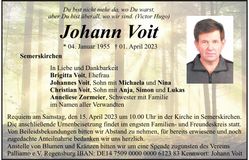 Traueranzeige Johann Voit