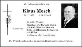 Traueranzeige Klaus Mosch