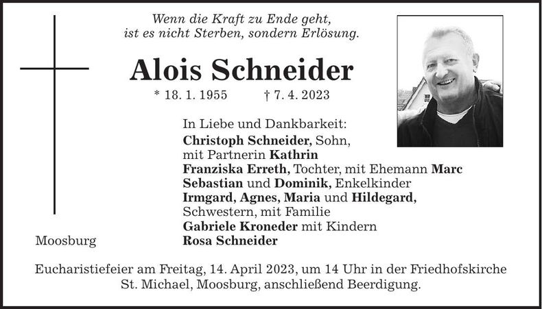 Traueranzeige Schneider Alois
