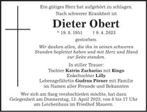 Traueranzeige Dieter Obert