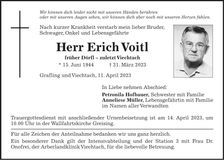 Traueranzeige Erich Voitl