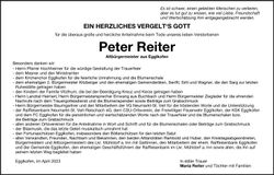 Traueranzeige Peter Reiter