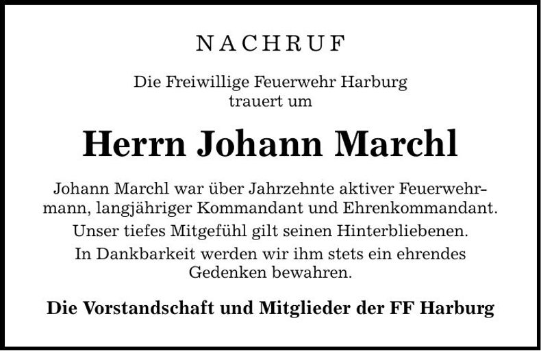 Traueranzeige Johann Marchl