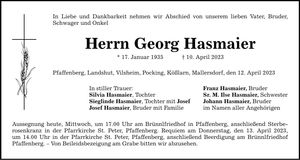Traueranzeige Georg Hasmaier
