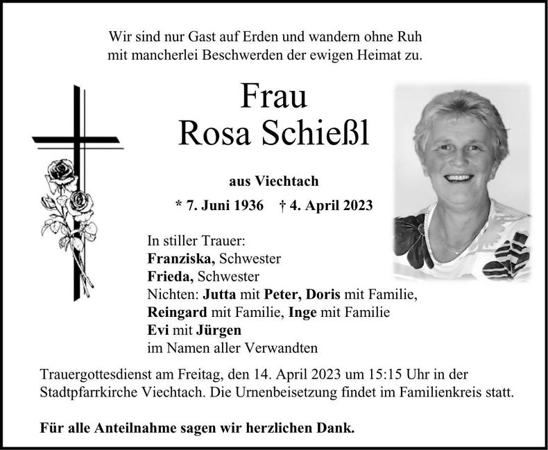 Traueranzeige Rosa Schießl