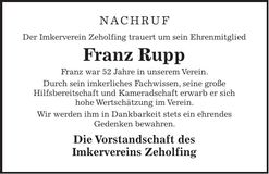 Traueranzeige Franz Rupp
