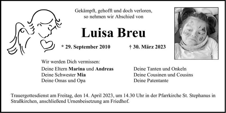 Traueranzeige Luisa Breu