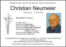 Traueranzeige Christian Neumeier