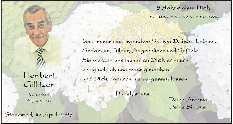 Traueranzeige Heribert Gillitzer