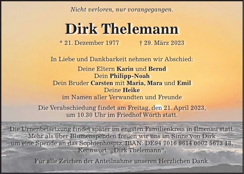 Traueranzeige Dirk Thelemann