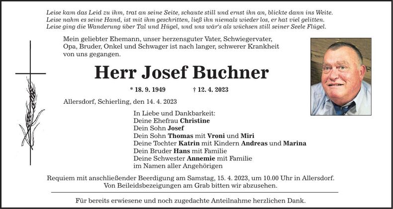 Traueranzeige Josef Buchner