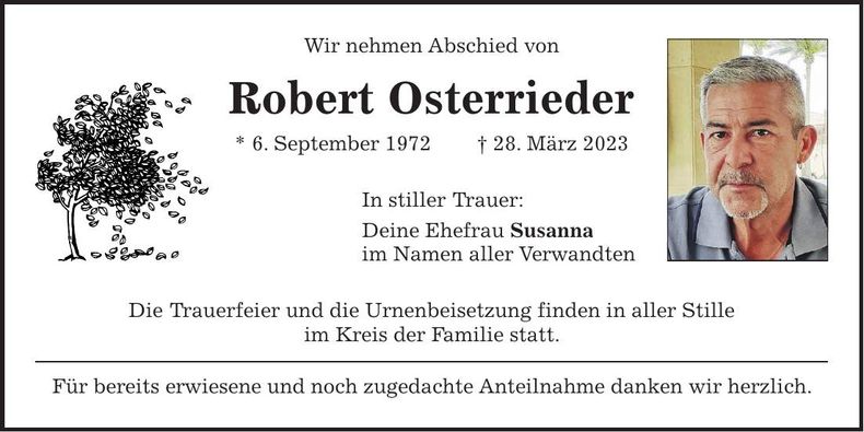 Traueranzeige Robert Osterriederer