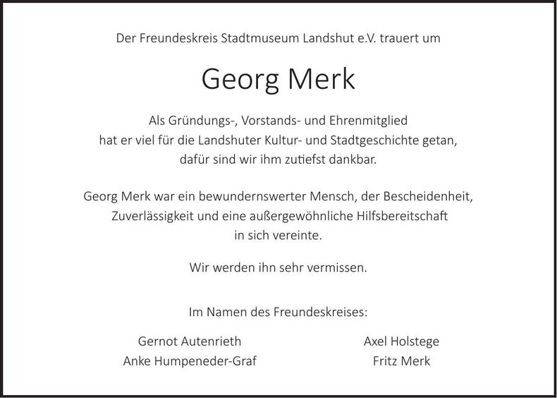 Traueranzeige Georg Merg