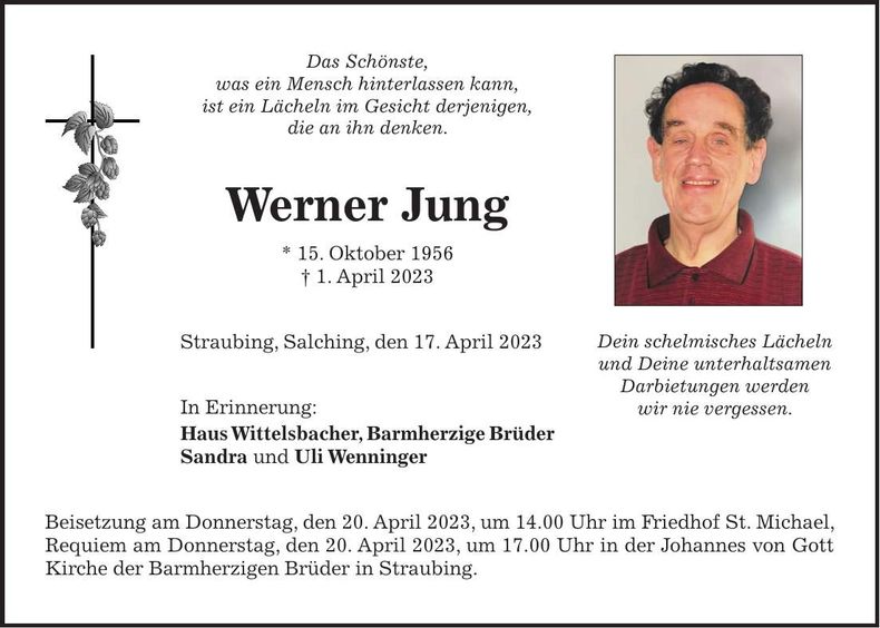 Traueranzeige Werner Jung
