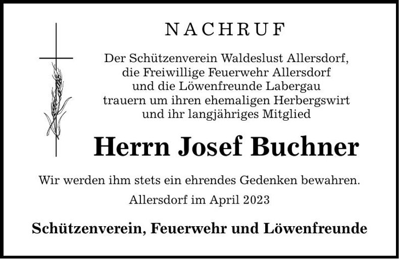 Traueranzeige Josef Buchner