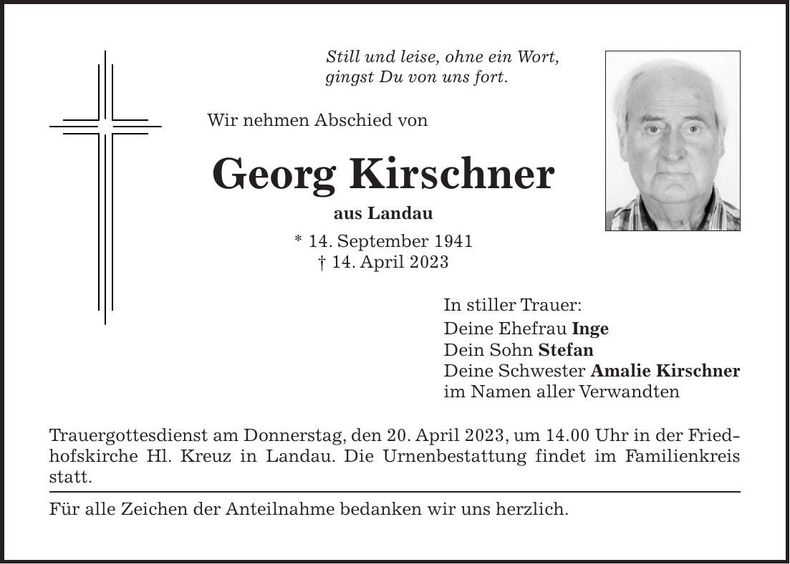 Traueranzeige Georg Kirschner