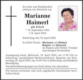 Traueranzeige Marianne Haimerl