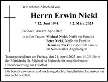Traueranzeige Erwin Nickl