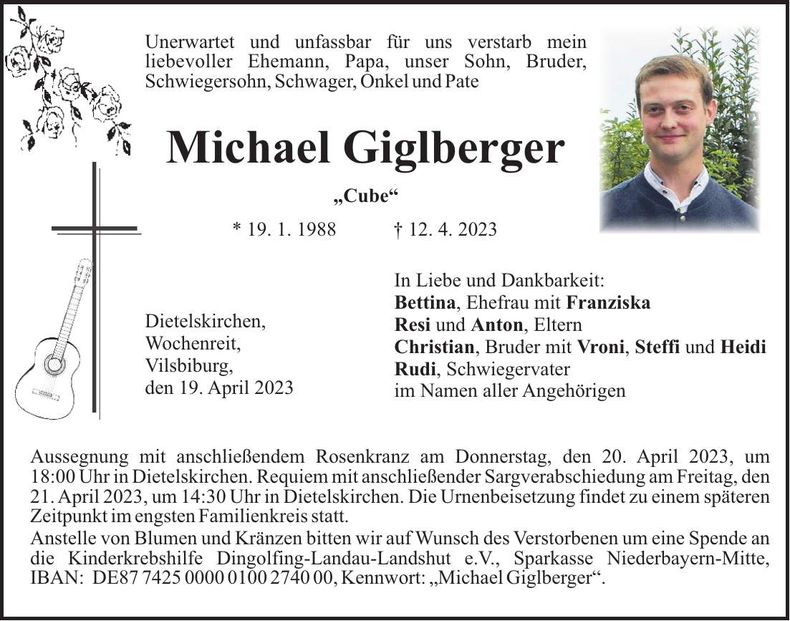 Traueranzeige Michael Giglberger