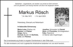 Traueranzeige Markus Rösch