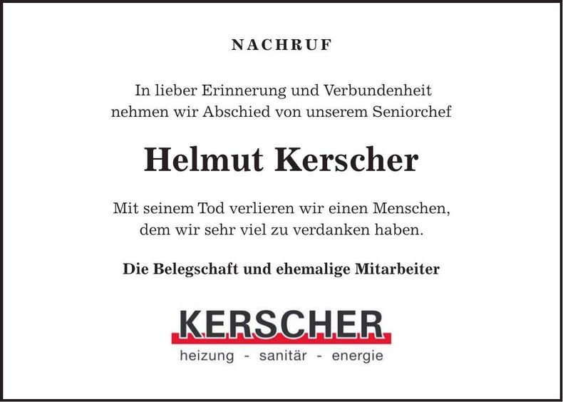 Traueranzeige Helmut Kerscher