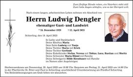 Traueranzeige Ludwig Dengler