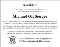 Traueranzeige Michael Giglberger