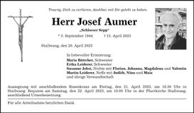 Traueranzeige Josef Aumer
