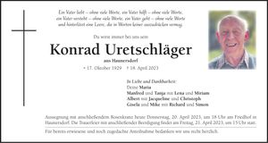 Traueranzeige Konrad Uretschläger