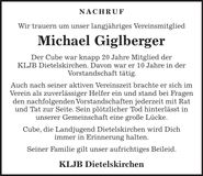 Traueranzeige Michael Giglberger
