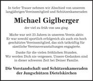 Traueranzeige Michael Giglberger
