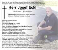 Traueranzeige Josef Eckl