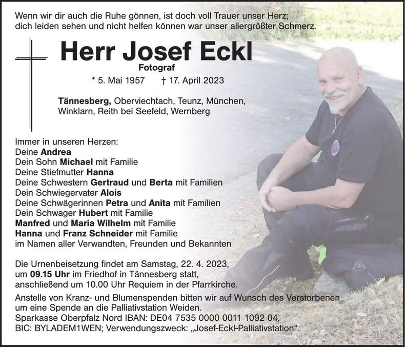 Traueranzeige Josef Eckl