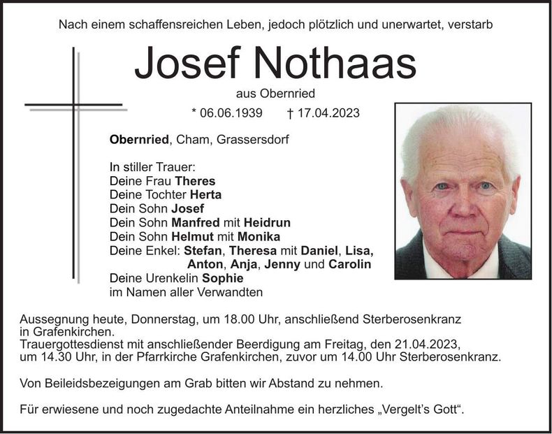 Traueranzeige Josef Nothaas